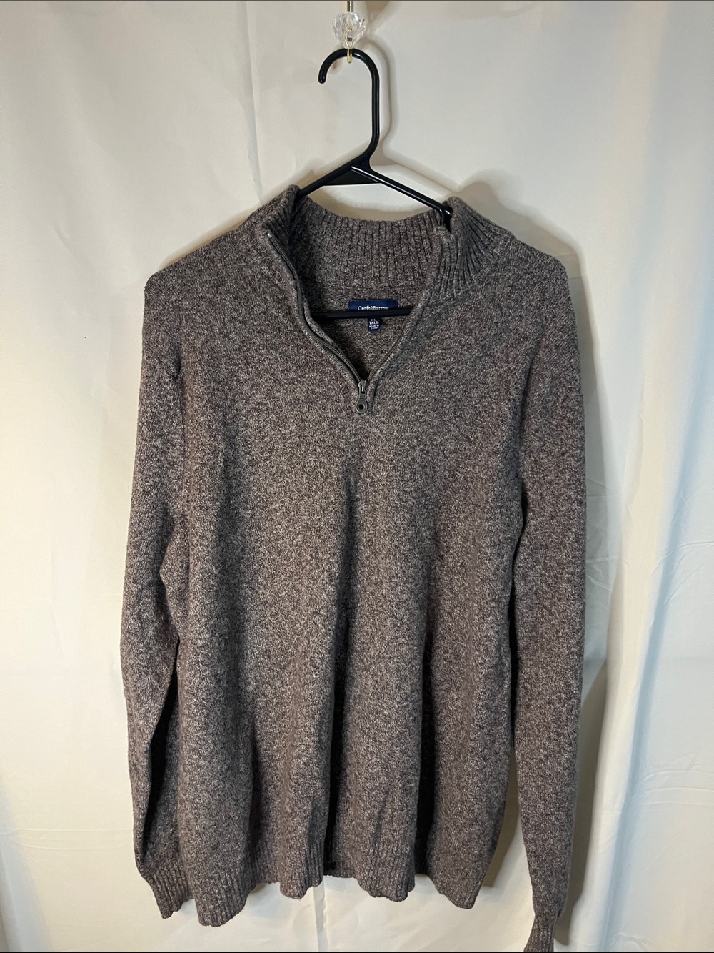 croft & barrow Men's Brown Heather Quarter-Zip Sweater